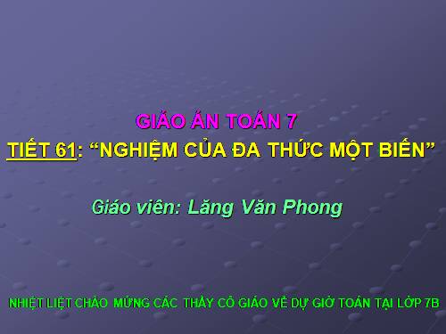 Chương IV. §9. Nghiệm của đa thức một biến