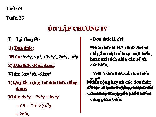 Ôn tập Chương IV. Biểu thức đại số