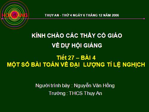 Chương II. §4. Một số bài toán về đại lượng tỉ lệ nghịch