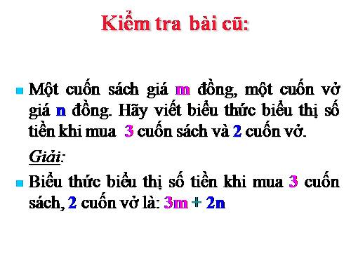 Chương IV. §2. Giá trị của một biểu thức đại số