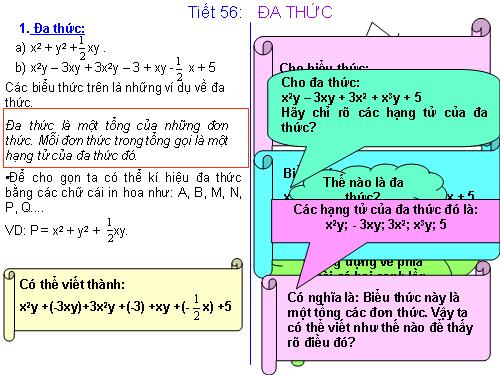 Chương IV. §5. Đa thức