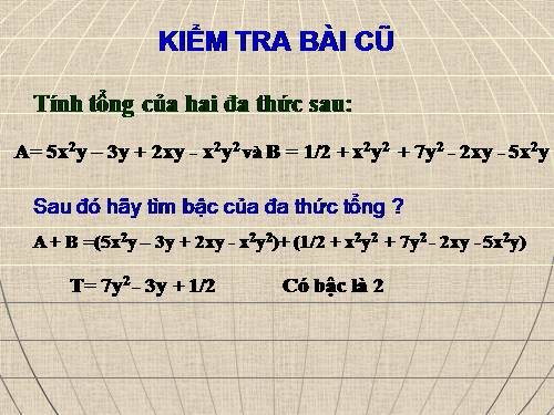 Chương IV. §7. Đa thức một biến