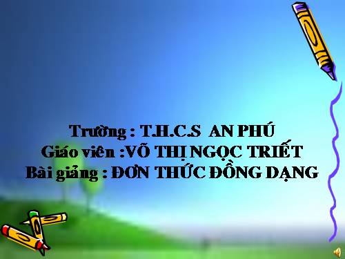 Chương IV. §4. Đơn thức đồng dạng