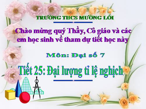 Chương II. §3. Đại lượng tỉ lệ nghịch