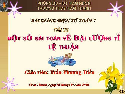 Chương II. §2. Một số bài toán về đại lượng tỉ lệ thuận