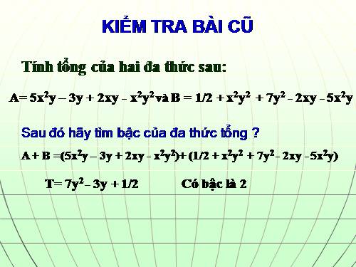 Chương IV. §7. Đa thức một biến