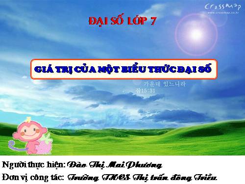 Chương IV. §2. Giá trị của một biểu thức đại số