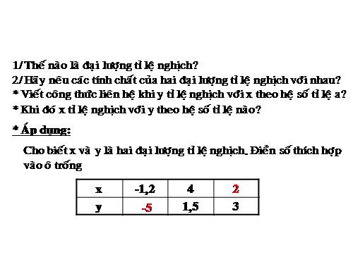 Chương II. §4. Một số bài toán về đại lượng tỉ lệ nghịch