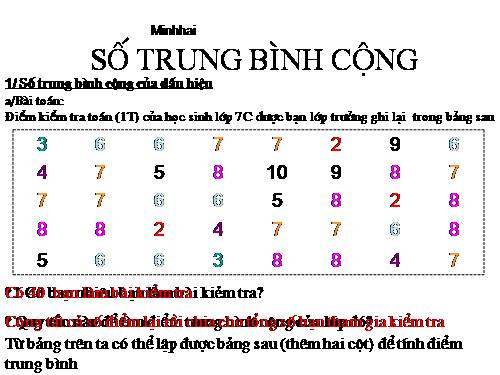 Chương III. §4. Số trung bình cộng