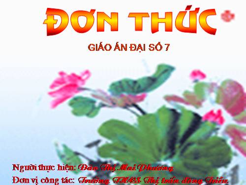 Chương IV. §3. Đơn thức