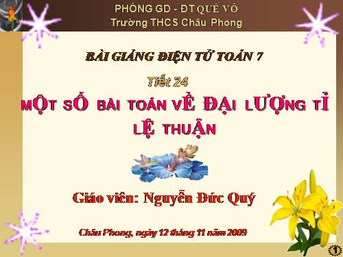 Chương II. §2. Một số bài toán về đại lượng tỉ lệ thuận