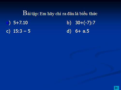 Chương IV. §1. Khái niệm về biểu thức đại số