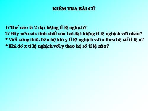 Chương II. §3. Đại lượng tỉ lệ nghịch