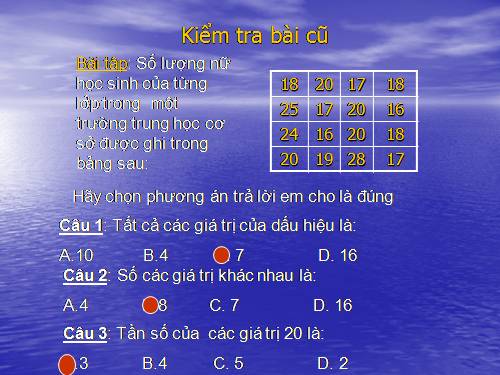 Chương III. §2. Bảng tần số các giá trị của dấu hiệu