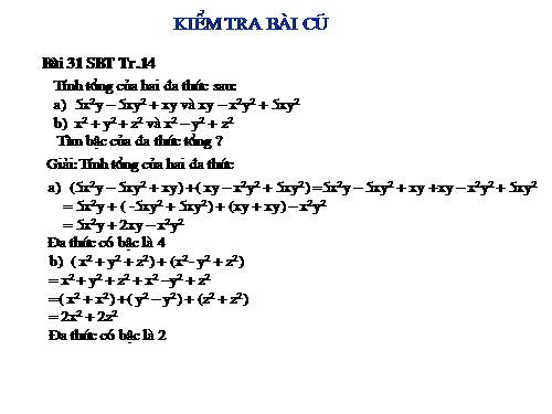 Chương IV. §7. Đa thức một biến