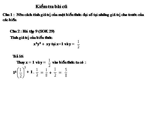 Chương IV. §3. Đơn thức