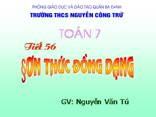 Chương IV. §4. Đơn thức đồng dạng