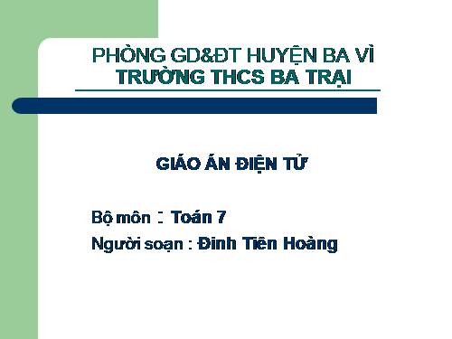 Chương I. §7. Tỉ lệ thức