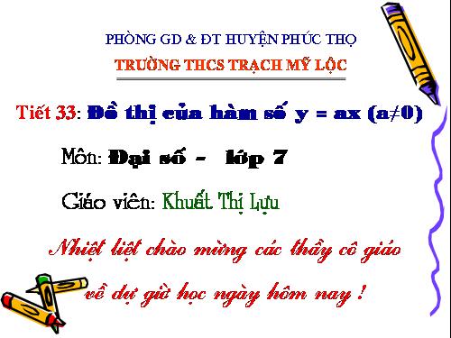 Chương II. §7. Đồ thị của hàm số y = ax (a ≠ 0)