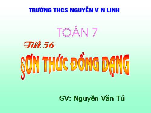 Chương IV. §4. Đơn thức đồng dạng