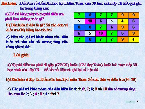 Chương III. §2. Bảng tần số các giá trị của dấu hiệu