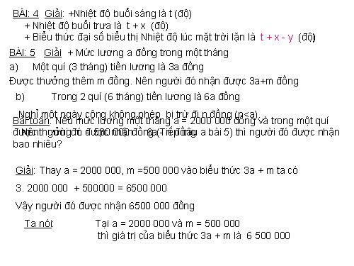 Chương IV. §2. Giá trị của một biểu thức đại số