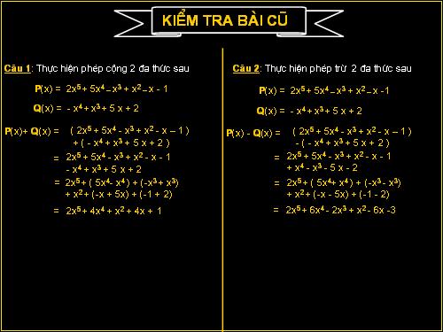 Chương IV. §8. Cộng, trừ đa thức một biến