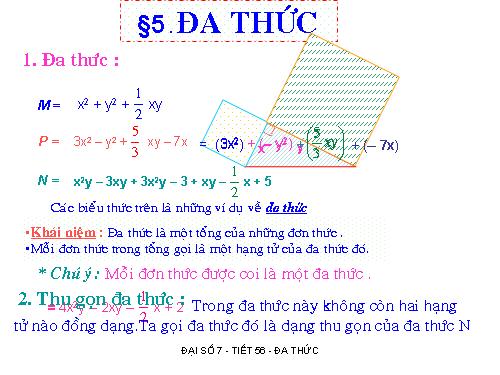 Chương IV. §5. Đa thức