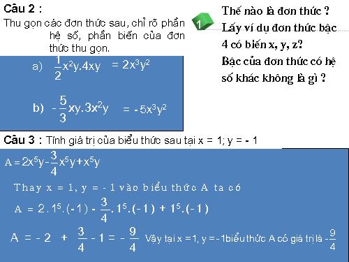 Chương IV. §4. Đơn thức đồng dạng