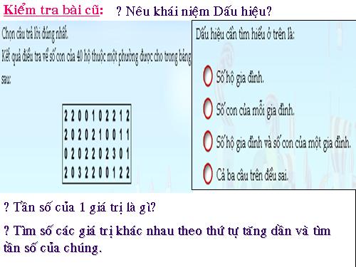 Chương III. §2. Bảng tần số các giá trị của dấu hiệu