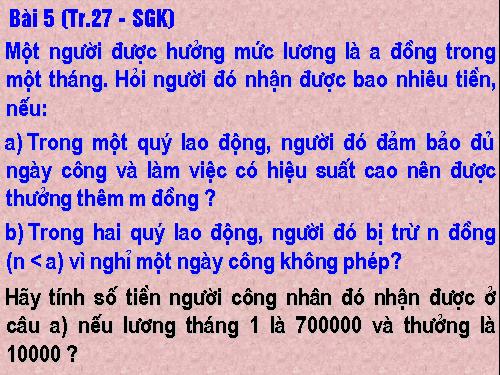 Chương IV. §2. Giá trị của một biểu thức đại số