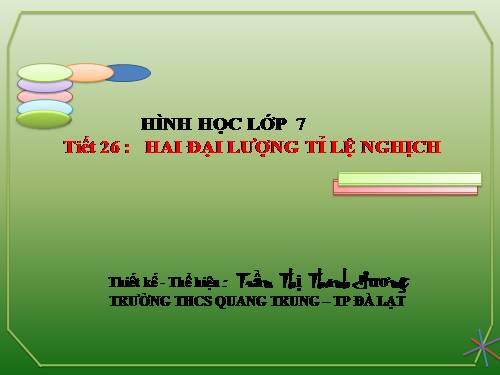 Chương II. §3. Đại lượng tỉ lệ nghịch