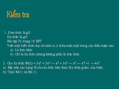 Ôn tập Chương IV. Biểu thức đại số