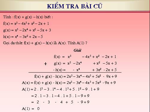 Chương IV. §9. Nghiệm của đa thức một biến