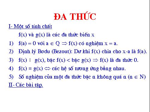 Chương IV. §5. Đa thức