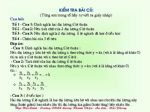 Chương II. §3. Đại lượng tỉ lệ nghịch