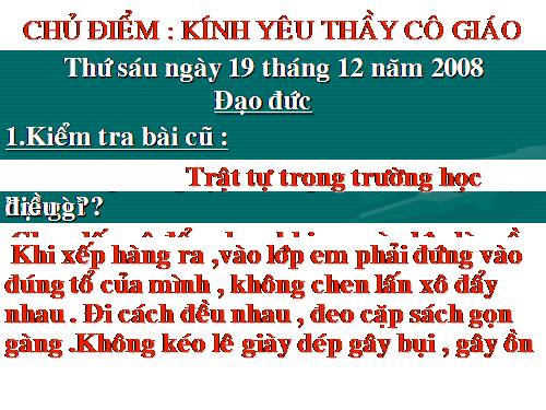 Bài 8. Trật tự trong trường học