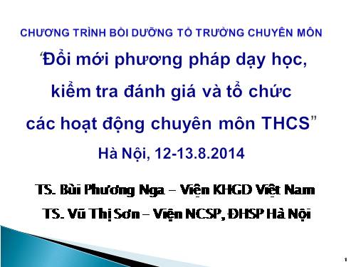 Chuyên đề tập huấn TTCM theo hướng NCBH