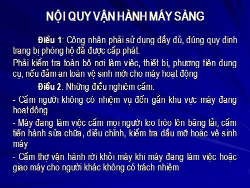 Nội quy vận hành máy sàng tuyển than