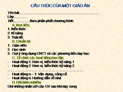 Cấu trúc của một giáo án