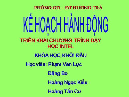 Kế hoạch hành động triển khai DH theo INTEL