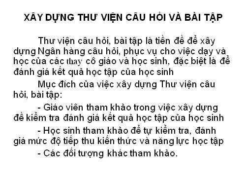 Xây dựng thư viện câu hỏi