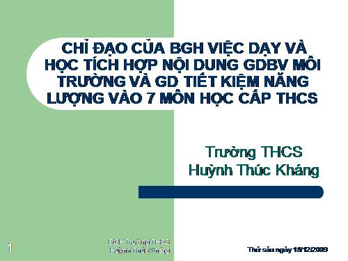 CHỈ ĐẠO DẠY VÀ HỌC