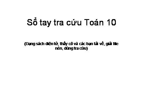 Sổ tay tra cứu Toán 10