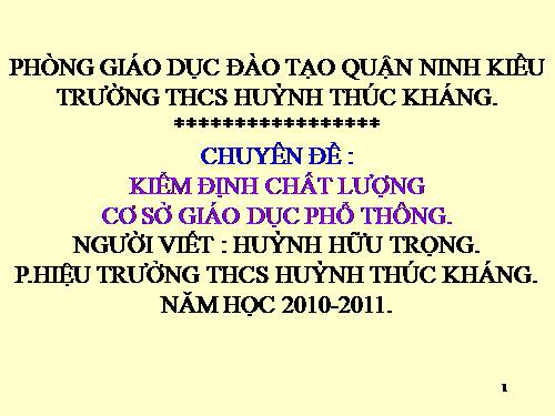 Chuyên đề KIẺM ĐỊNH CHẤT LƯỢNG TRƯỜNG HỌC