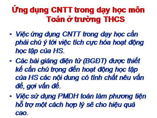 Ứng dụng CNTT trong dạy Toán