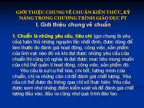 Giới thiệu chuẩn KT-KN 2010