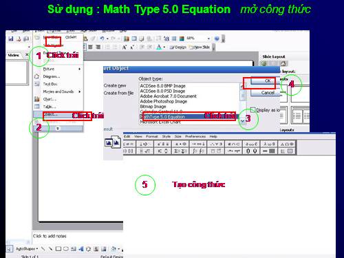 Tạo công thức totrongong powerpoint