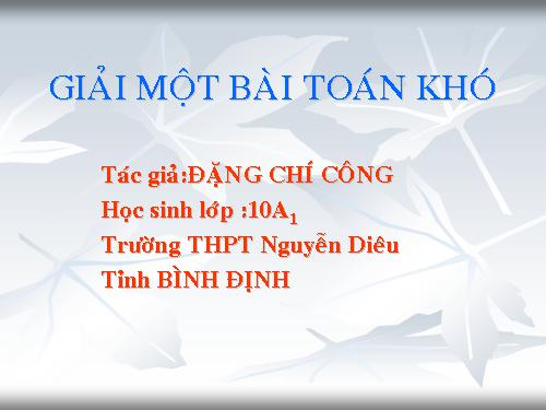 BÀI TOÁN KHÓ