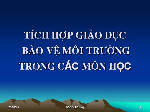 GIÁO DỤC MÔI TRƯỜNG BẬC TIỂU HỌC